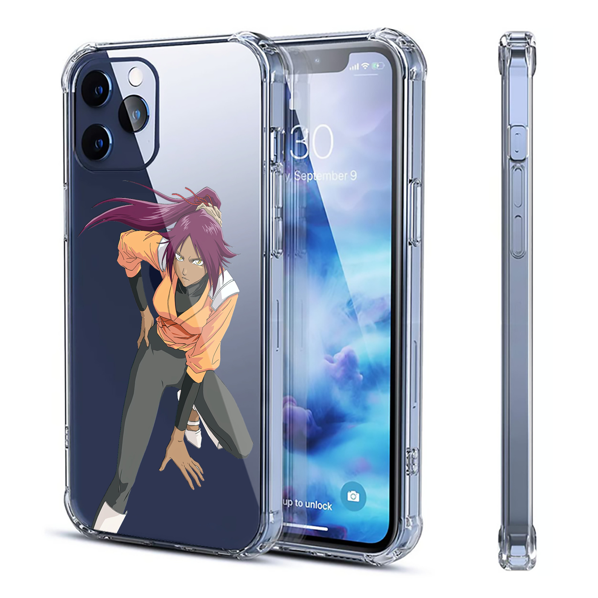 （画像用） ブリーチ 四楓院 夜一（しほういん よるいち） BLEACH Shihouin Yoruichi 【iPhone 12シリーズ対応】透明スマホケース（クリアソフトケース）